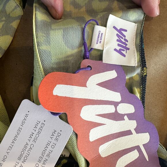 Yitty Mesh Sports Bra Wrap MEDIUM Butterfly Teal Black Lizzo Shapewear $60 NEW - Picture 5 of 7